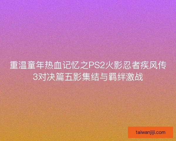 重温童年热血记忆之PS2火影忍者疾风传3对决篇五影集结与羁绊激战